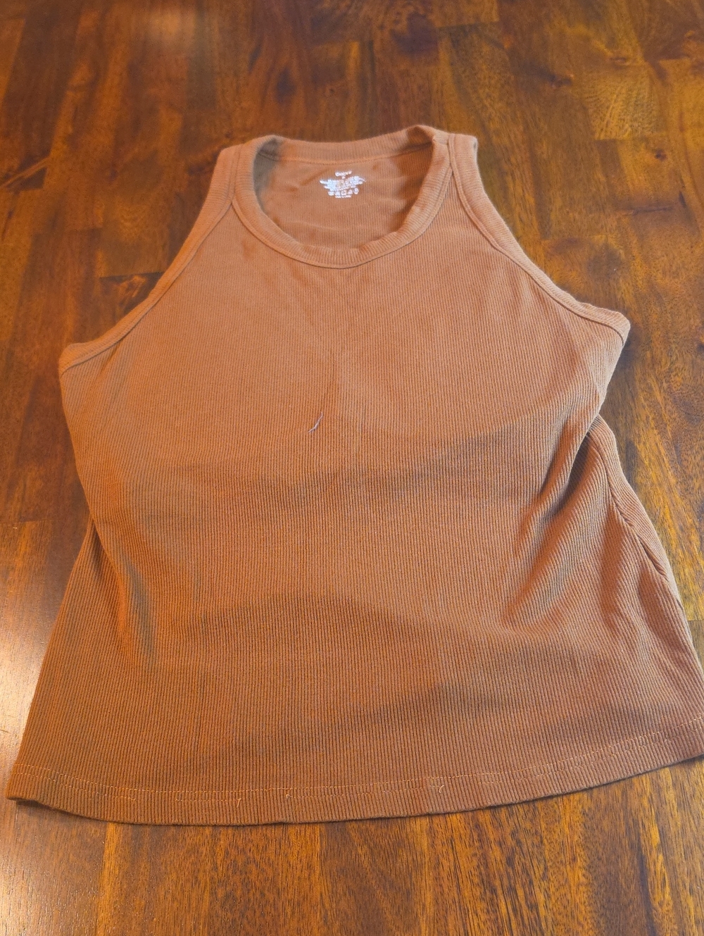 Chicme Ribbed Built In Bra Womens Tank Top Brown Size XL GUC - Picture 5 of 8